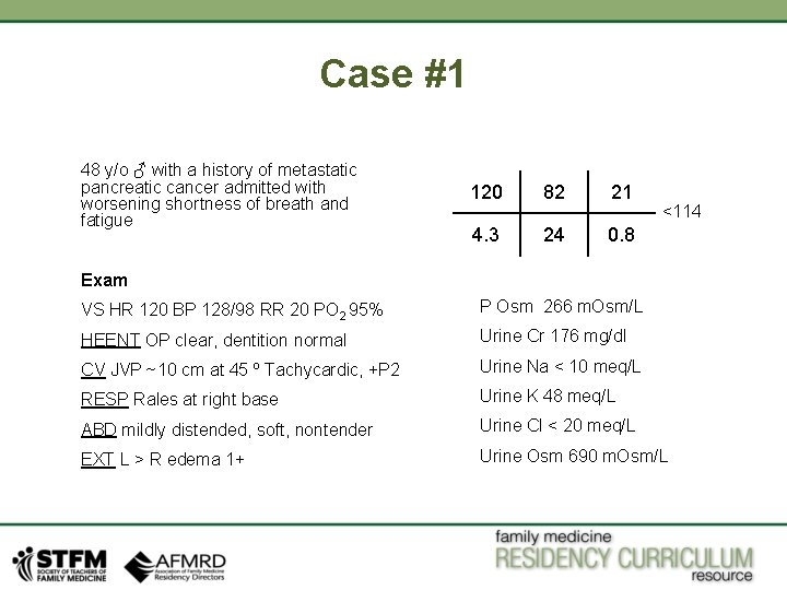 Case #1 48 y/o ♂ with a history of metastatic pancreatic cancer admitted with
