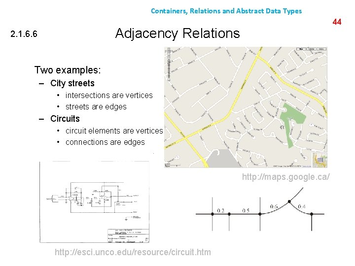 Containers, Relations and Abstract Data Types 44 Adjacency Relations 2. 1. 6. 6 Two