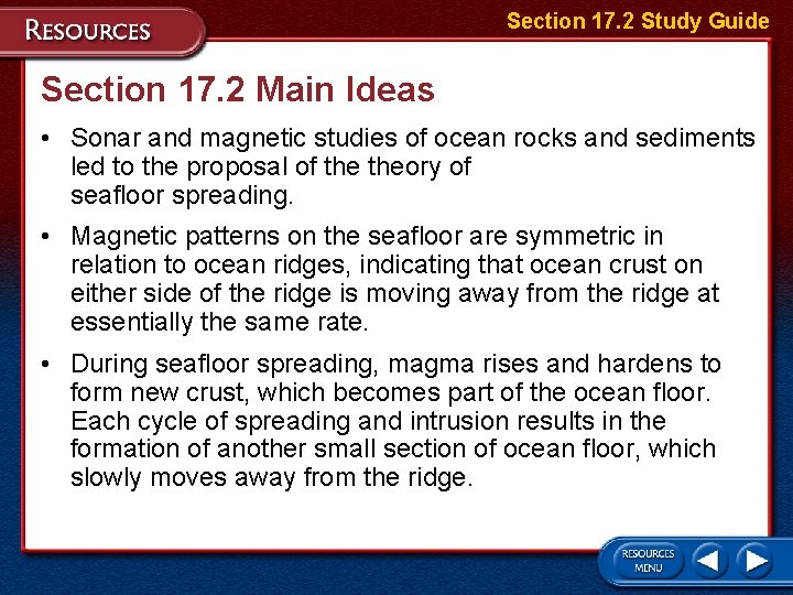 Section 17. 2 Study Guide Section 17. 2 Main Ideas • Sonar and magnetic