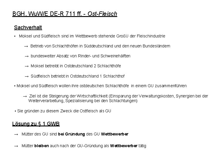 BGH, Wu. W/E DE-R 711 ff. - Ost-Fleisch Sachverhalt • Moksel und Südfleisch sind