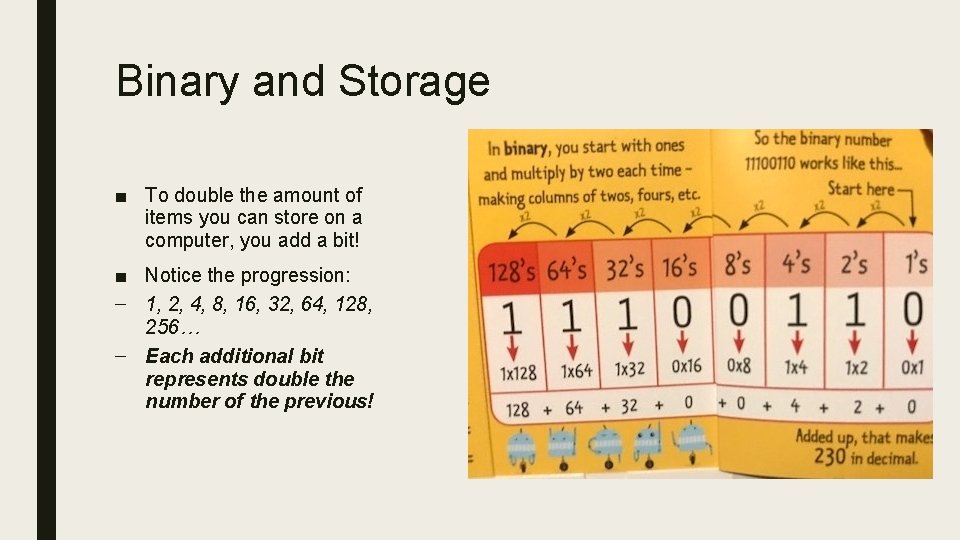 Binary and Storage ■ To double the amount of items you can store on Binary and Storage ■ To double the amount of items you can store on