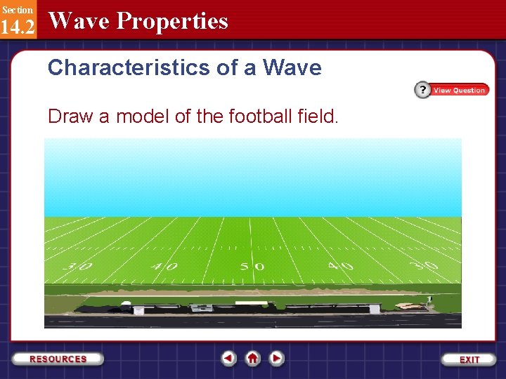 Section 14. 2 Wave Properties Characteristics of a Wave Draw a model of the