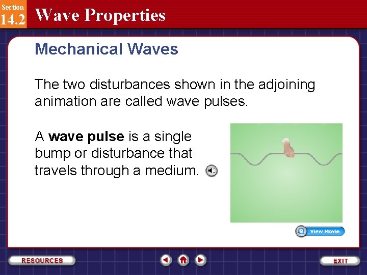 Section 14. 2 Wave Properties Mechanical Waves The two disturbances shown in the adjoining