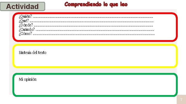 Actividad Comprendiendo lo que leo ¿Quién? . . . . . . . .