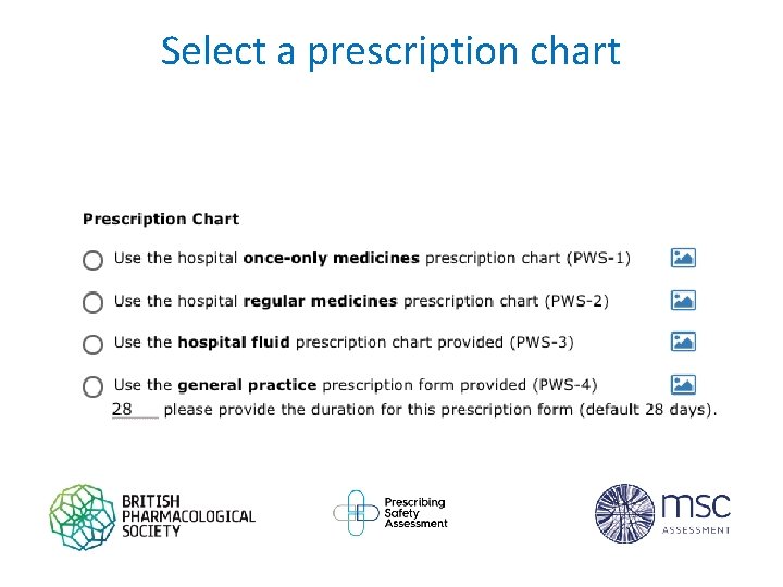 Select a prescription chart 