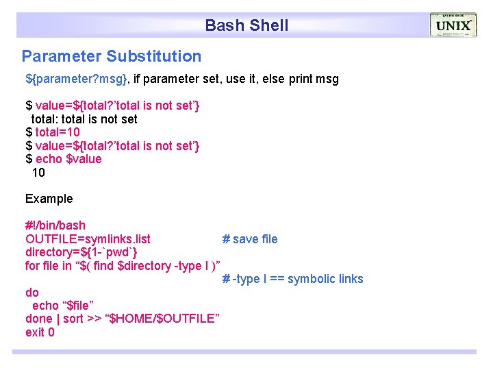 Bash Shell Parameter Substitution ${parameter? msg}, if parameter set, use it, else print msg