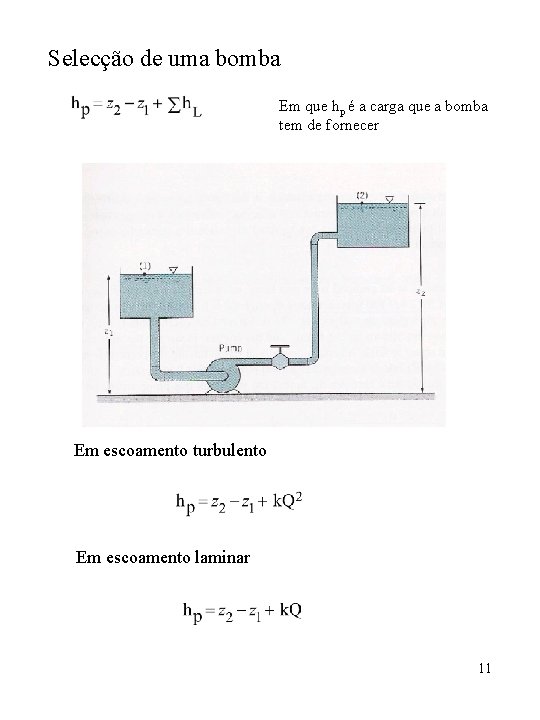 Selecção de uma bomba Em que hp é a carga que a bomba tem