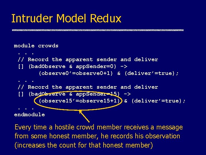 Intruder Model Redux module crowds. . . // Record the apparent sender and deliver