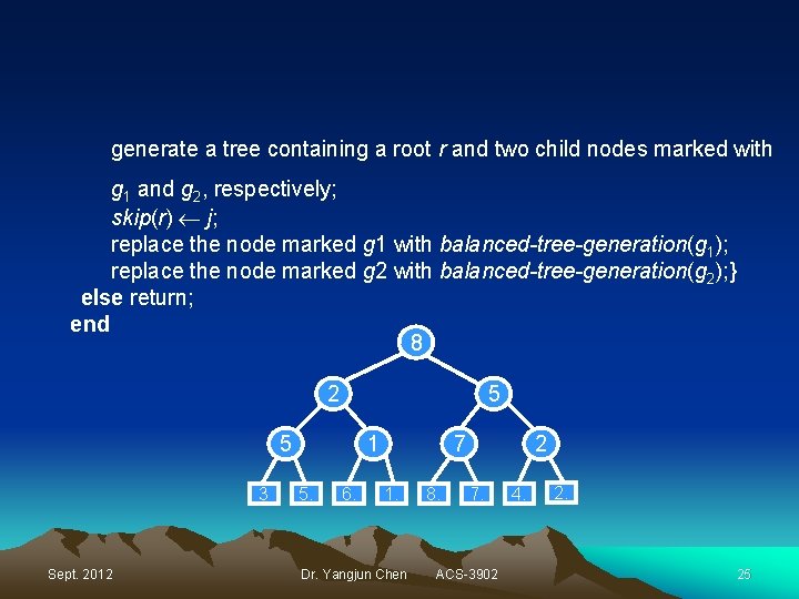 generate a tree containing a root r and two child nodes marked with g