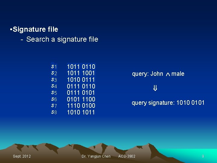  • Signature file - Search a signature file Sept. 2012 1011 0110 1011