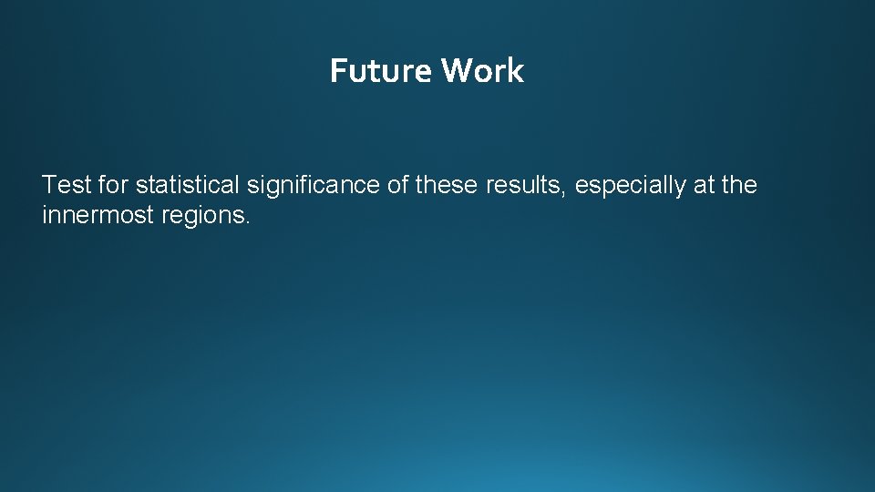 Future Work Test for statistical significance of these results, especially at the innermost regions.