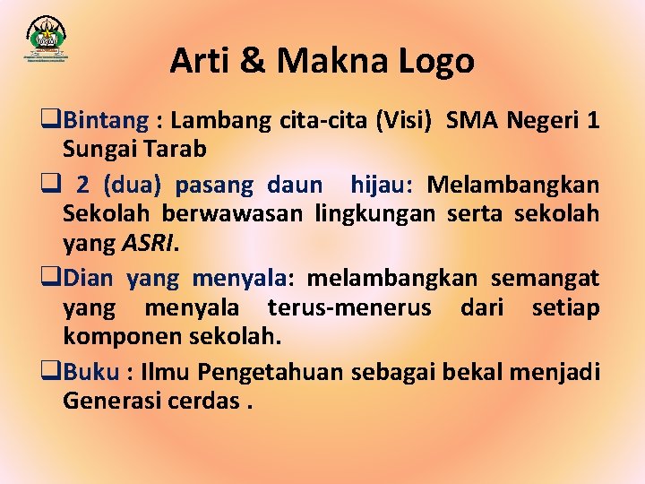 Arti & Makna Logo q. Bintang : Lambang cita-cita (Visi) SMA Negeri 1 Sungai