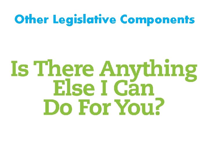 Other Legislative Components 