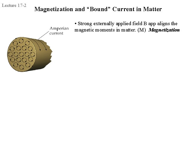 Lecture 17 -2 Magnetization and “Bound” Current in Matter • Strong externally applied field