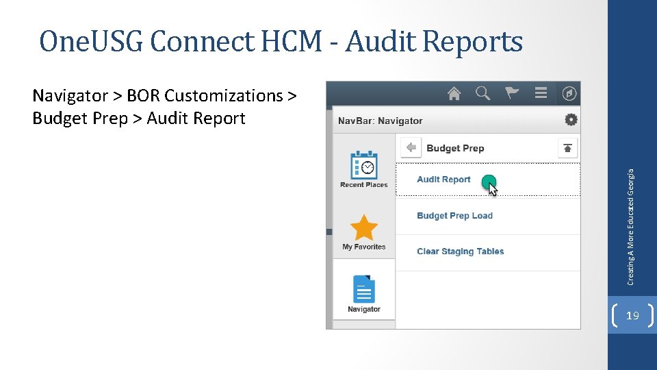 One. USG Connect HCM - Audit Reports Creating A More Educated Georgia Navigator >