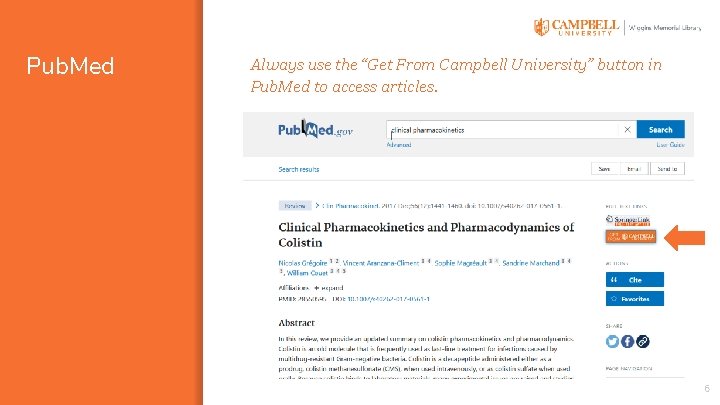Pub. Med Always use the “Get From Campbell University” button in Pub. Med to