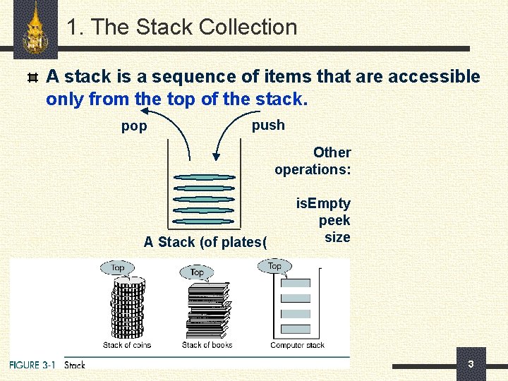 1. The Stack Collection A stack is a sequence of items that are accessible