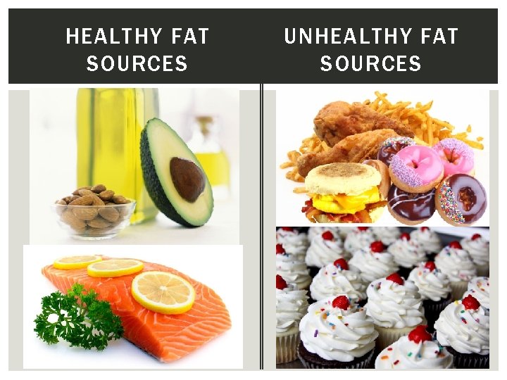 HEALTHY FAT SOURCES UNHEALTHY FAT SOURCES 