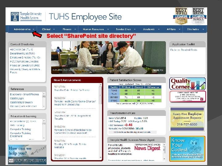 Select “Share. Point site directory” Select “Share. Point site directory”