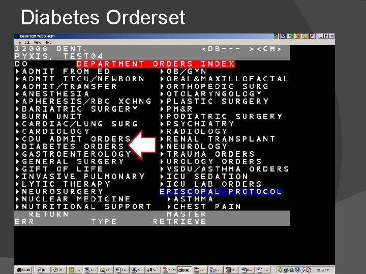 Diabetes Orderset Diabetes Orderset