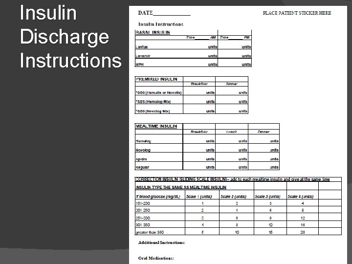 Insulin Discharge Instructions Insulin Discharge Instructions