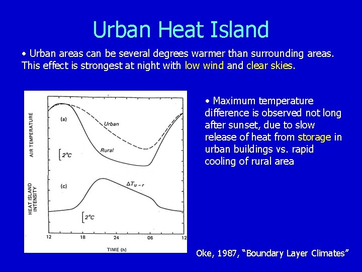 Urban Heat Island • Urban areas can be several degrees warmer than surrounding areas.