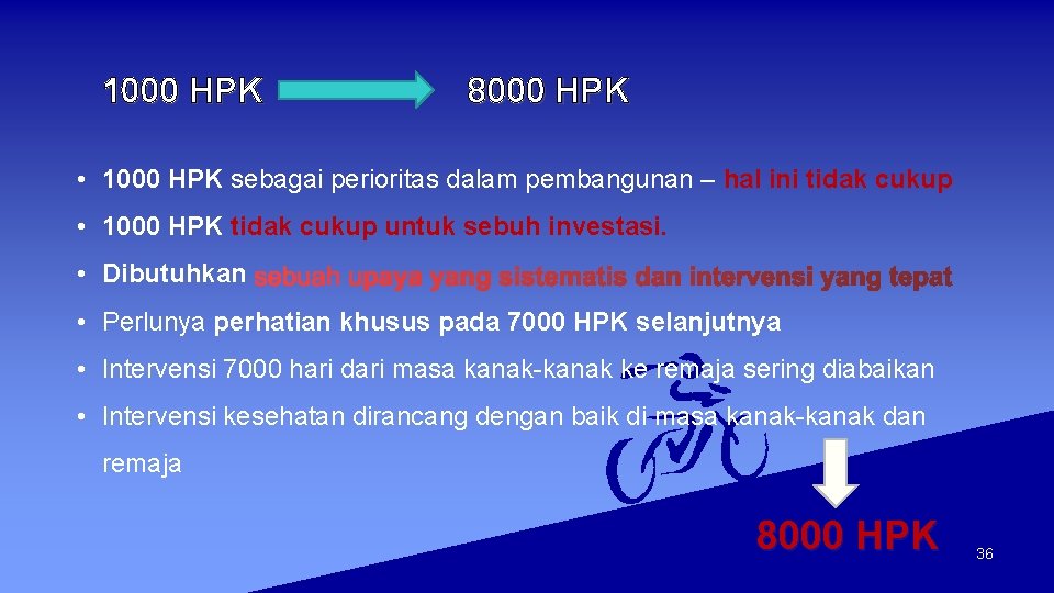 1000 HPK 8000 HPK • 1000 HPK sebagai perioritas dalam pembangunan – hal ini