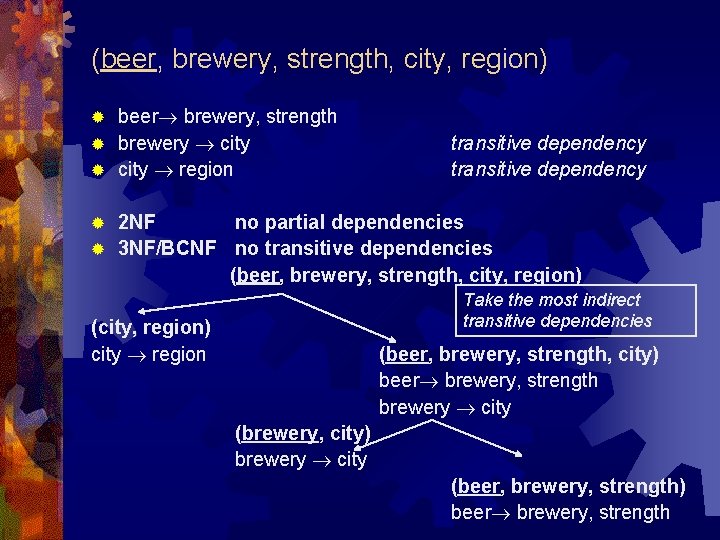 (beer, brewery, strength, city, region) beer brewery, strength ® brewery city ® city region