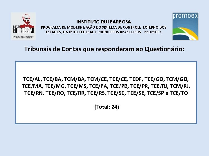 INSTITUTO RUI BARBOSA PROGRAMA DE MODERNIZAÇÃO DO SISTEMA DE CONTROLE EXTERNO DOS ESTADOS, DISTRITO