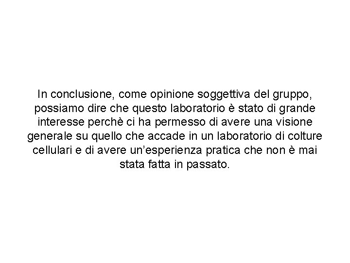 In conclusione, come opinione soggettiva del gruppo, possiamo dire che questo laboratorio è stato