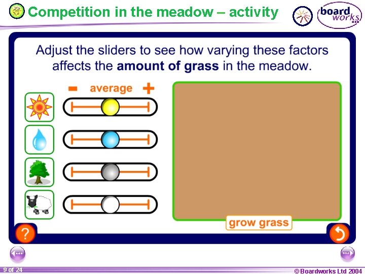 Competition in the meadow – activity 9 of 24 © Boardworks Ltd 2004 