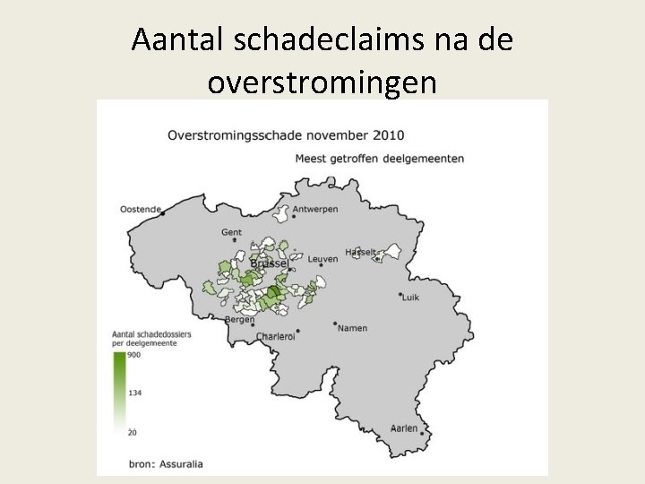 Aantal schadeclaims na de overstromingen 