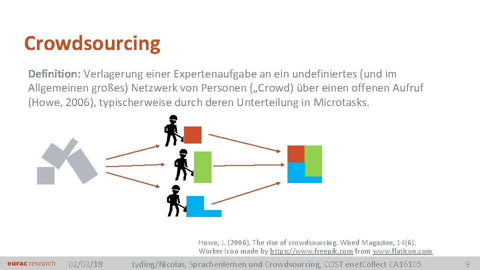 Crowdsourcing Definition: Verlagerung einer Expertenaufgabe an ein undefiniertes (und im Allgemeinen großes) Netzwerk von