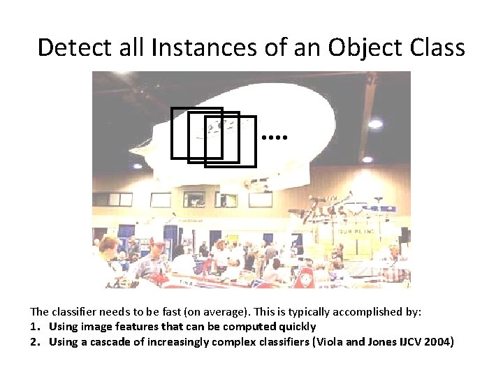 Detect all Instances of an Object Class The classifier needs to be fast (on