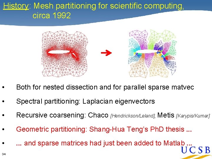 History: Mesh partitioning for scientific computing, circa 1992 • Both for nested dissection and