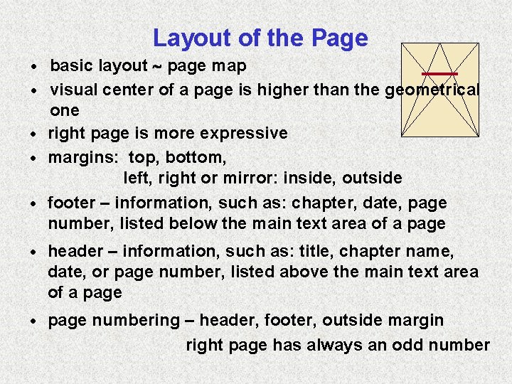 Layout of the Page · · · basic layout page map visual center of