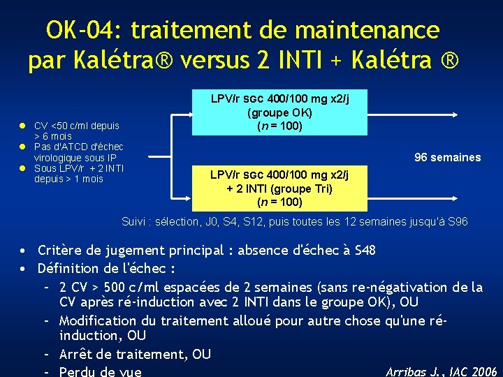 OK-04: traitement de maintenance par Kalétra® versus 2 INTI + Kalétra ® CV <50