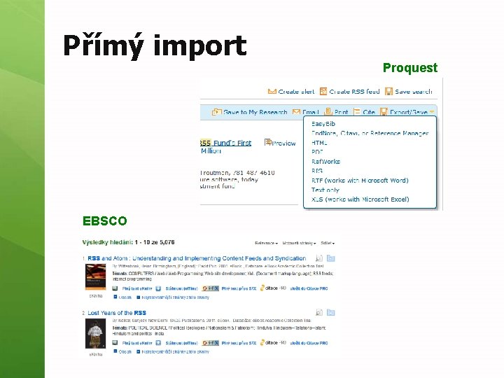 Přímý import Proquest EBSCO 