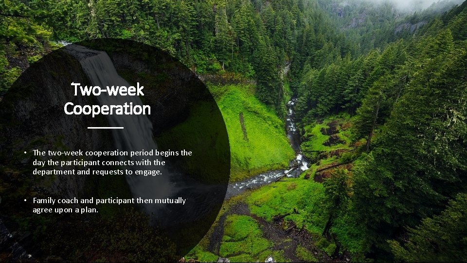 Two-week Cooperation • The two-week cooperation period begins the day the participant connects with