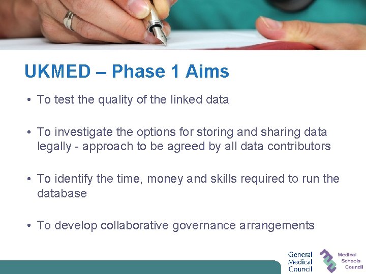 UKMED – Phase 1 Aims • To test the quality of the linked data