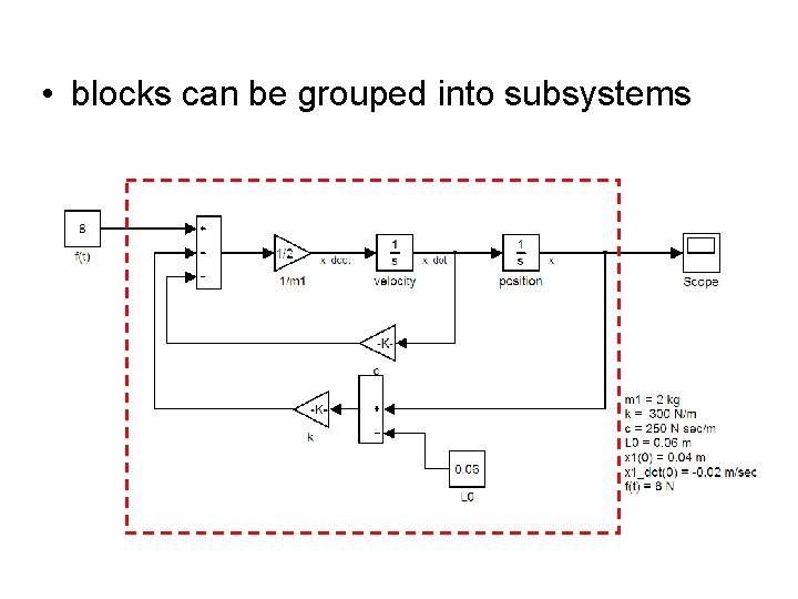  • blocks can be grouped into subsystems 
