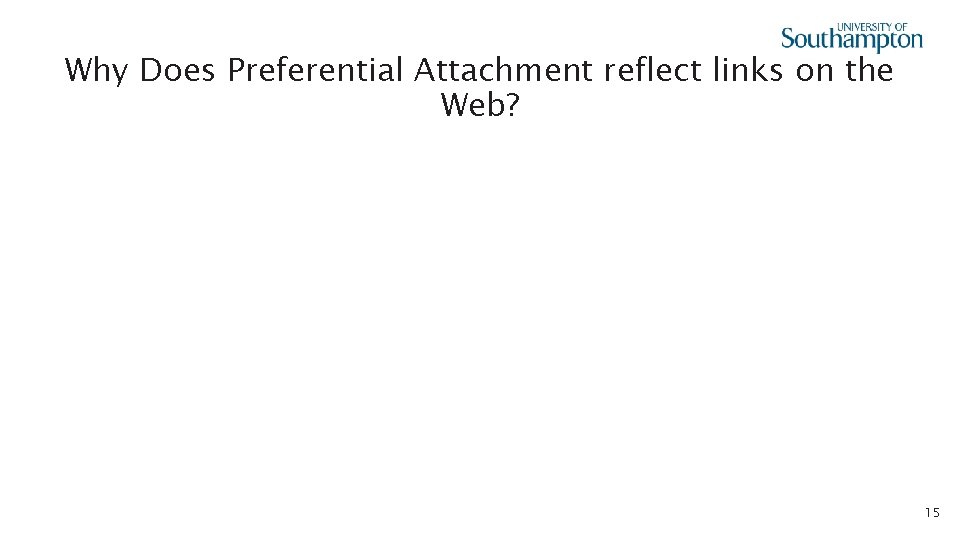 Why Does Preferential Attachment reflect links on the Web? 15 