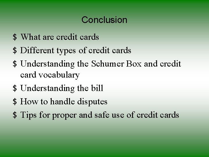 Conclusion $ What are credit cards $ Different types of credit cards $ Understanding