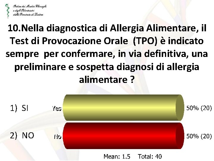 10. Nella diagnostica di Allergia Alimentare, il Test di Provocazione Orale (TPO) è indicato