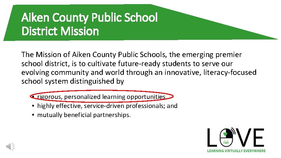 Aiken County Public School District Mission The Mission of Aiken County Public Schools, the