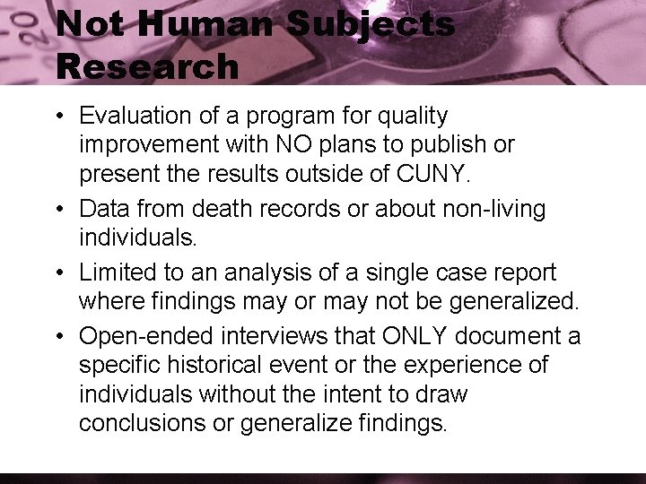 Not Human Subjects Research • Evaluation of a program for quality improvement with NO