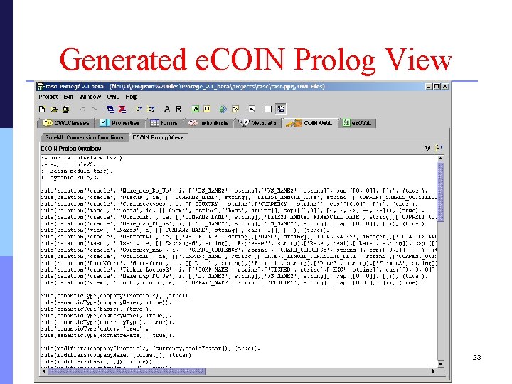 Generated e. COIN Prolog View 23 