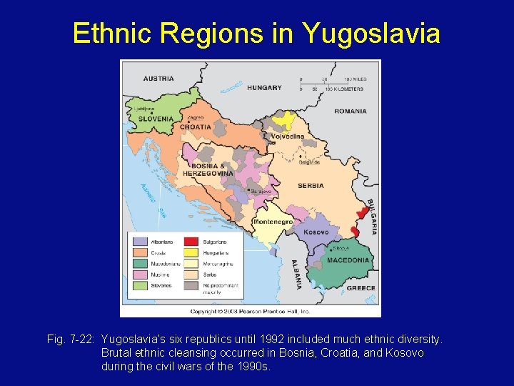 Ethnic Regions in Yugoslavia Fig. 7 -22: Yugoslavia’s six republics until 1992 included much