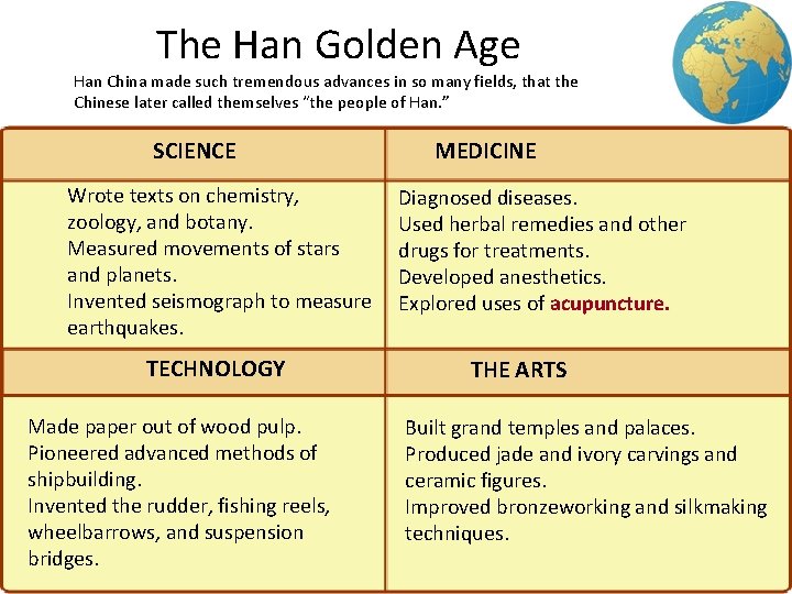 5 The Han Golden Age Han China made such tremendous advances in so many