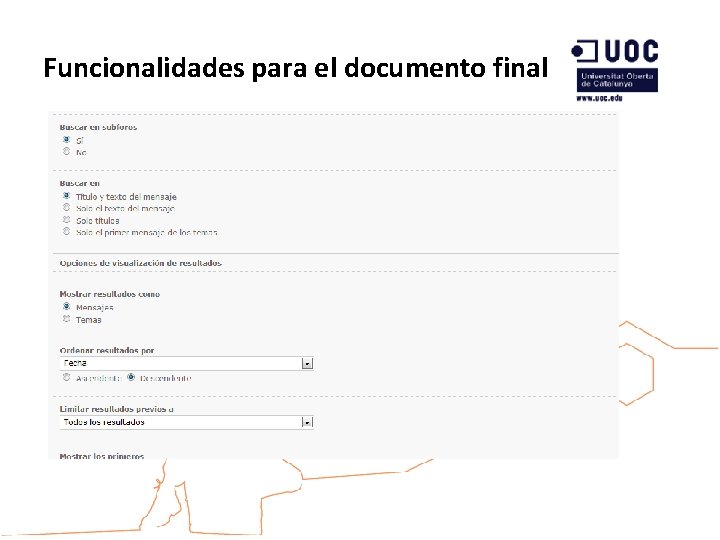 Funcionalidades para el documento final 